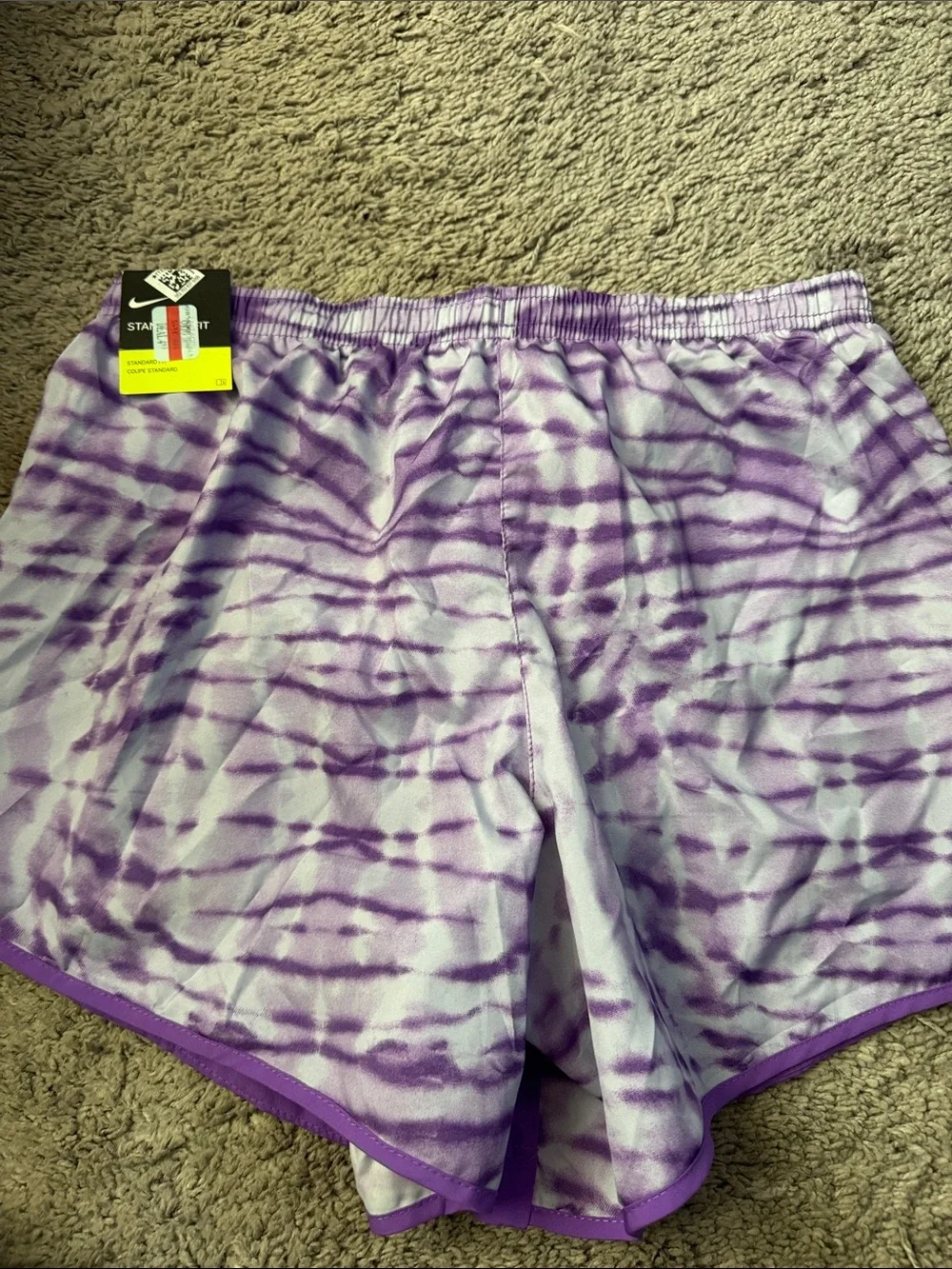 Nike girls Purple Athletic Shorts with Tie-Dye Panel